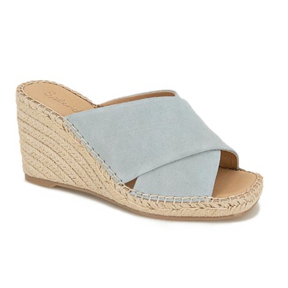 Splendid Baby Blue Suede Espadrille Wedge shoes size 7 - like new condition
